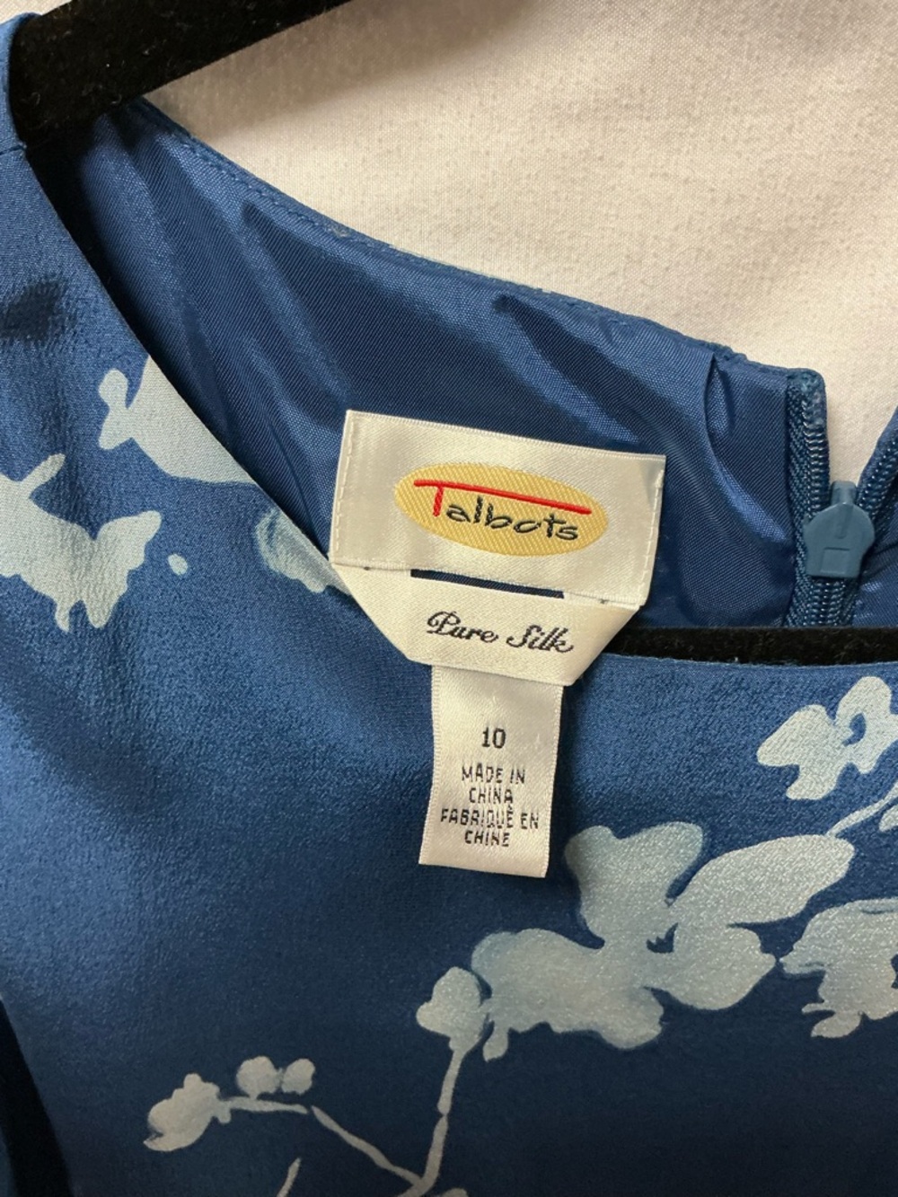 Talbots Blue Floral 100% silk Midi Shift Dress - Picture 2 of 4